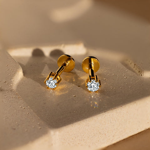 Minimalist Birthstone Threaded Screw CZ Stud Earrings, Zircon Cartilage Earrings, s925 Silver Helix stud, Flat Back Earrings, Simple Fashion Jewelry AL1254
