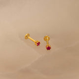Minimalist Birthstone Threaded Screw CZ Stud Earrings, Zircon Cartilage Earrings, s925 Silver Helix stud, Flat Back Earrings, Simple Fashion Jewelry AL1254