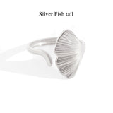 Gold Stainless Steel Beach Shell Seashell Ring, Flower Fish Open Band Ring, Fashion Summer Jewelry AL1257