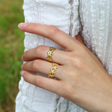 Gold Stainless Steel Beach Shell Seashell Ring, Flower Fish Open Band Ring, Fashion Summer Jewelry AL1257