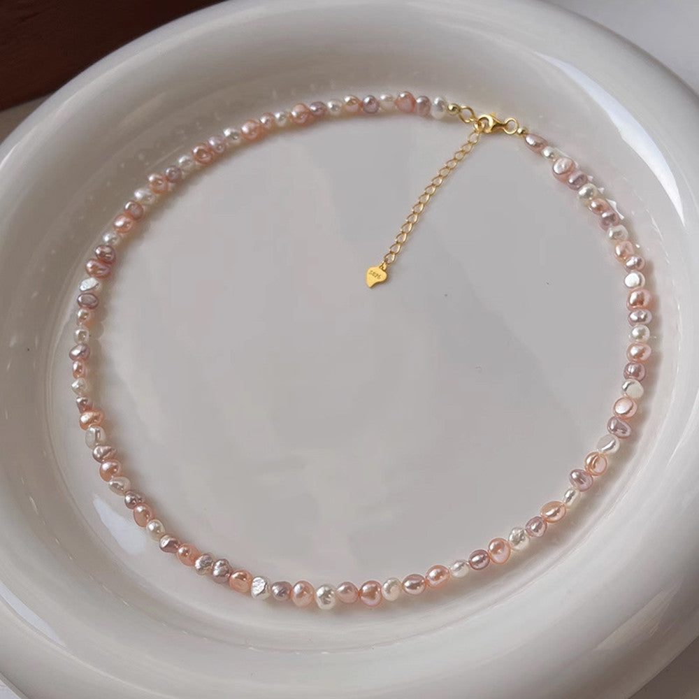 Multi-Color Baroque Pearl Necklace/Bracelet, Pink Purple White Freshwater Pearls, S925 Sterling Silver Jewelry For Women AL1260