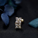Four-Leaf Clover Zircon Cartilage Stud Earrings, S925 Silver Flat Back Floral Studs, Helix Piercing AL1275
