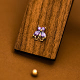 Purple Butterfly Zircon Cartilage Studs Earrings, S925 Silver Flat Back, Threaded Screw Studs AL1276