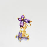 Purple Butterfly Zircon Cartilage Studs Earrings, S925 Silver Flat Back, Threaded Screw Studs AL1276