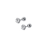 Minimalist Zircon Prong Studs Earring, 925 Silver Threaded Post, Screw Ball Backs AL1277