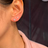 Minimalist Zircon Prong Studs Earring, 925 Silver Threaded Post, Screw Ball Backs AL1277