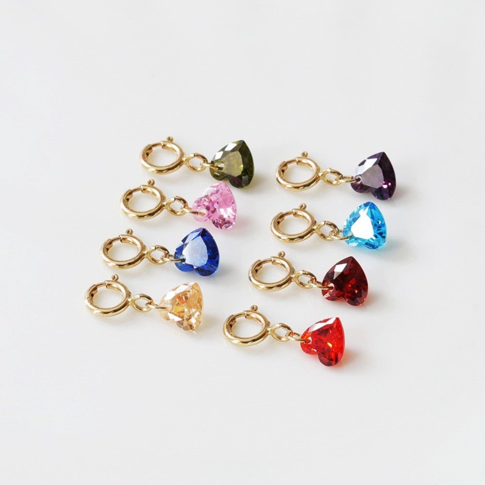 Rainbow Zirconia Small Droplet Heart Pendant: S925 Silver in 18k Gold Plated, CZ Charm For DIY Jewelry Making AL1281