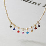 Rainbow Zirconia Small Droplet Heart Pendant: S925 Silver in 18k Gold Plated, CZ Charm For DIY Jewelry Making AL1281