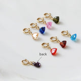 Rainbow Zirconia Small Droplet Heart Pendant: S925 Silver in 18k Gold Plated, CZ Charm For DIY Jewelry Making AL1281