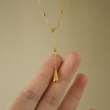Gold Titanium Steel Multi Teardrops Tassel Y Necklace AL1285