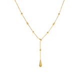Gold Titanium Steel Multi Teardrops Tassel Y Necklace AL1285