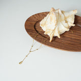 Gold Titanium Steel Multi Teardrops Tassel Y Necklace AL1285