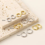 S925 Sterling Silver Minimalist Earring Hoops, Polished Gold Ear Rings, 5~14mm Sizes, Fashion Earring Jewelry AL1287