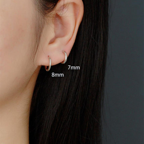 S925 Sterling Silver Minimalist Earring Hoops, Polished Gold Ear Rings, 5~14mm Sizes, Fashion Earring Jewelry AL1287