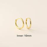 S925 Sterling Silver Minimalist Earring Hoops, Polished Gold Ear Rings, 5~14mm Sizes, Fashion Earring Jewelry AL1287