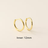 S925 Sterling Silver Minimalist Earring Hoops, Polished Gold Ear Rings, 5~14mm Sizes, Fashion Earring Jewelry AL1287