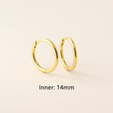 S925 Sterling Silver Minimalist Earring Hoops, Polished Gold Ear Rings, 5~14mm Sizes, Fashion Earring Jewelry AL1287