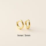 S925 Sterling Silver Minimalist Earring Hoops, Polished Gold Ear Rings, 5~14mm Sizes, Fashion Earring Jewelry AL1287