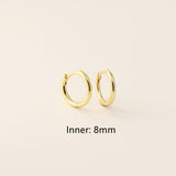 S925 Sterling Silver Minimalist Earring Hoops, Polished Gold Ear Rings, 5~14mm Sizes, Fashion Earring Jewelry AL1287