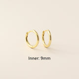 S925 Sterling Silver Minimalist Earring Hoops, Polished Gold Ear Rings, 5~14mm Sizes, Fashion Earring Jewelry AL1287