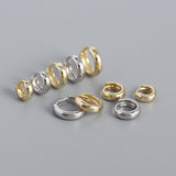 Thick S925 Sterling Silver Minimalist Earring Hoops, Polished Gold Ear Rings, 5~9mm Sizes, Fashion Earring Jewelry AL1288