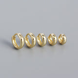 Thick S925 Sterling Silver Minimalist Earring Hoops, Polished Gold Ear Rings, 5~9mm Sizes, Fashion Earring Jewelry AL1288