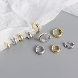 Thick S925 Sterling Silver Minimalist Earring Hoops, Polished Gold Ear Rings, 5~9mm Sizes, Fashion Earring Jewelry AL1288