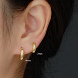 Thick S925 Sterling Silver Minimalist Earring Hoops, Polished Gold Ear Rings, 5~9mm Sizes, Fashion Earring Jewelry AL1288