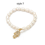 Freshwater Pearl Bracelet Devil's Eye Pave Zircon Bracelet AL265