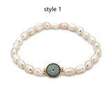 Freshwater Pearl Bracelet Devil's Eye Pave Zircon Bracelet AL265