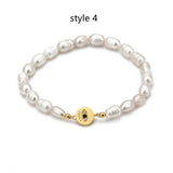 Freshwater Pearl Bracelet Devil's Eye Pave Zircon Bracelet AL265