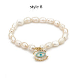 Freshwater Pearl Bracelet Devil's Eye Pave Zircon Bracelet AL265