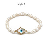 Freshwater Pearl Bracelet Devil's Eye Pave Zircon Bracelet AL265