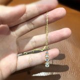s925 Sterling Silver Plated 14K Gold Zircon Bar Pendant Necklace Geometric CZ Pave Simple Fashion Necklace AL479