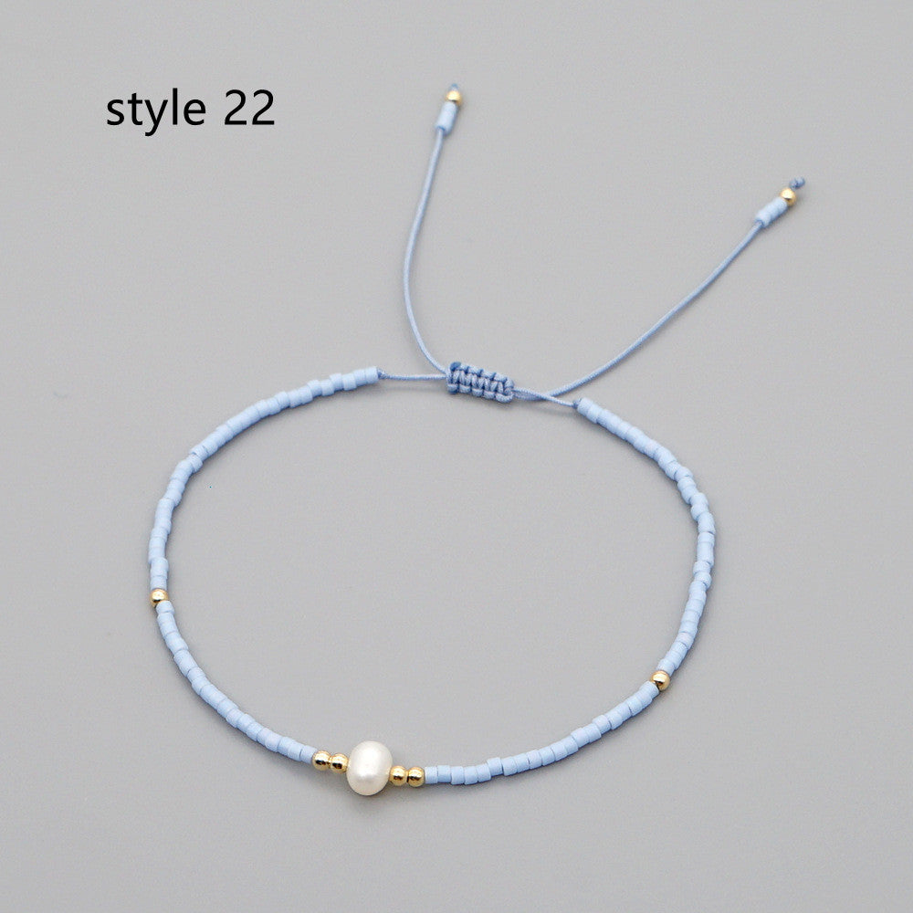 Skinny Bohemian Natural Fresh Water Pearl Miyuki Beads Bracelet, Adjustable, Handmade Boho Jewelry AL650