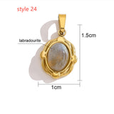 Delicate Multi Stone Charm Pendants, 18K Gold Titanium Steel, DIY Jewelry Making Accessories AL718