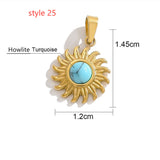 Delicate Multi Stone Charm Pendants, 18K Gold Titanium Steel, DIY Jewelry Making Accessories AL718