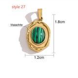 Delicate Multi Stone Charm Pendants, 18K Gold Titanium Steel, DIY Jewelry Making Accessories AL718