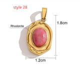 Delicate Multi Stone Charm Pendants, 18K Gold Titanium Steel, DIY Jewelry Making Accessories AL718