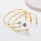 Gold Plated Raw Birthstone Star Moon Open Bracelet, Adjustable Gemstone Cuff, Fashion Jewelry AL727