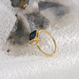 Gold Plated Brass Round Opal Square Zircon Ring, Fashion Jewelry AL753