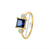 Gold Plated Brass Round Opal Square Zircon Ring, Fashion Jewelry AL753