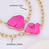 Gold Plated Pink Howlite Bracelet, Boho Jewelry AL763