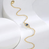 Gold Plated Brass Bule Zirconia Evil Eye Bracelet CZ Micro Pave Boho Jewerly AL776