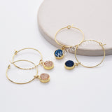 Gold Plated Bezel Titanium Druzy Geode Hoop Earrings, Boho Jewelry AL798