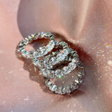 925 Sterling Silver Full White & Pink Zircon Heart Rings For Women AL805