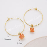 Gold Claw Raw Rainbow Gemstone 30mm Hoop Earrings, Birthstone Dangle Earrings For Women AL822