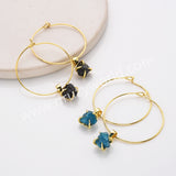 Gold Claw Raw Rainbow Gemstone 30mm Hoop Earrings, Birthstone Dangle Earrings For Women AL822