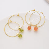 Gold Claw Raw Rainbow Gemstone 30mm Hoop Earrings, Birthstone Dangle Earrings For Women AL822