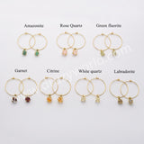 Gold Claw Raw Rainbow Gemstone 30mm Hoop Earrings, Birthstone Dangle Earrings For Women AL822